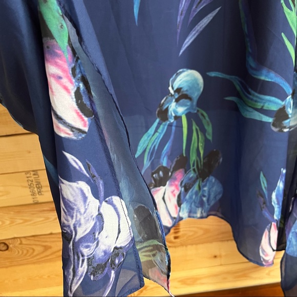 Charlie Charlie Charlotte Blue Multicolor Floral Print Cottagecore dress size L - Picture 3 of 12